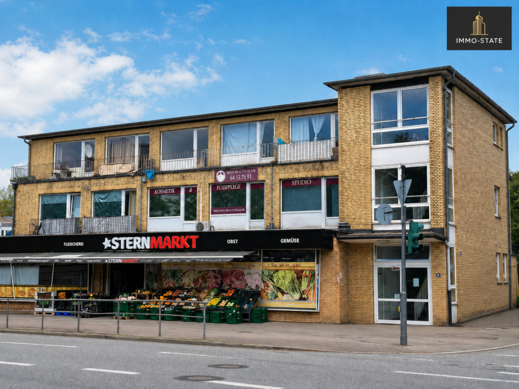Frontansicht des Wohn- und Geschäftshauses Rahlstedter Weg 73